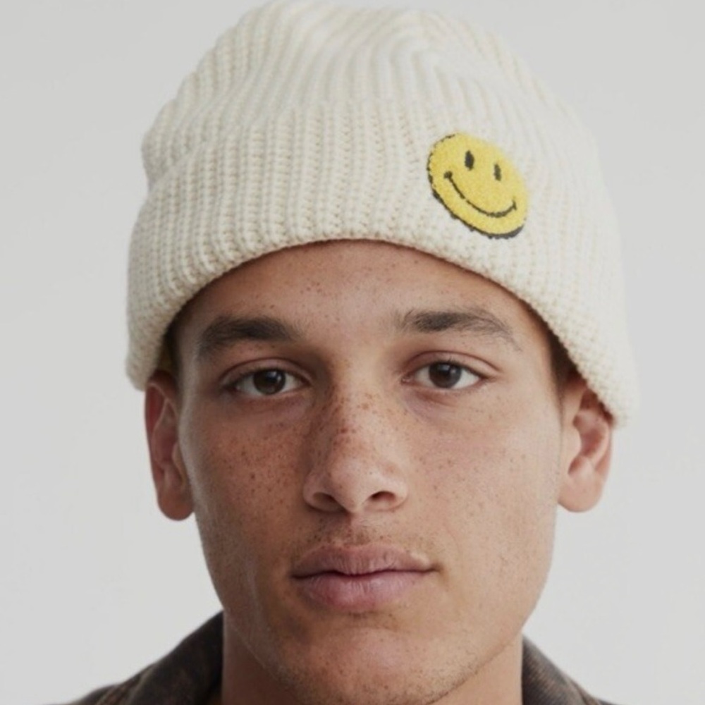 Urban Outfitters Black Smiley Face Hat
